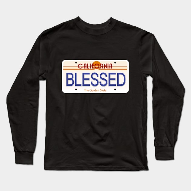 Blessed California State License Plate Long Sleeve T-Shirt by Mel's Designs